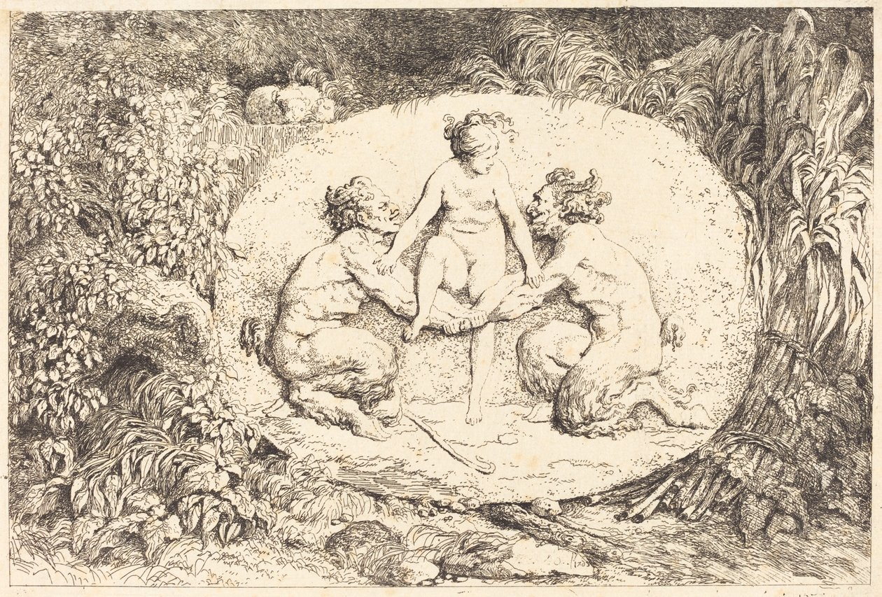 Nymph Supported by Two Satyrs by Jean Honore Fragonard