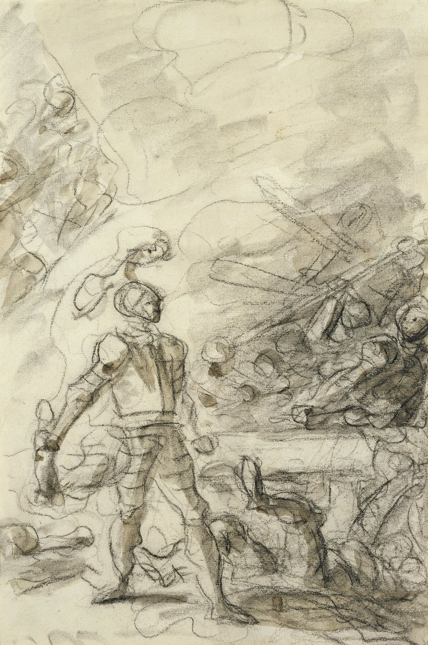 Orlando subdues a brigand with a fire brand by Jean Honore Fragonard