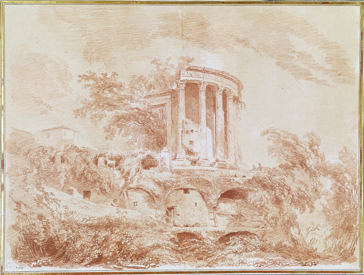 Temple of the Sybil at Tivoli by Jean Honore Fragonard