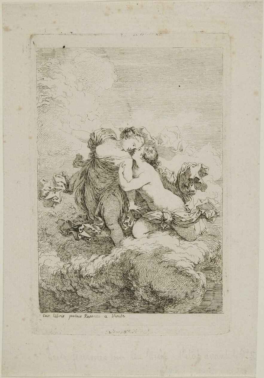 Two Female Figures on a Cloud by Jean Honore Fragonard