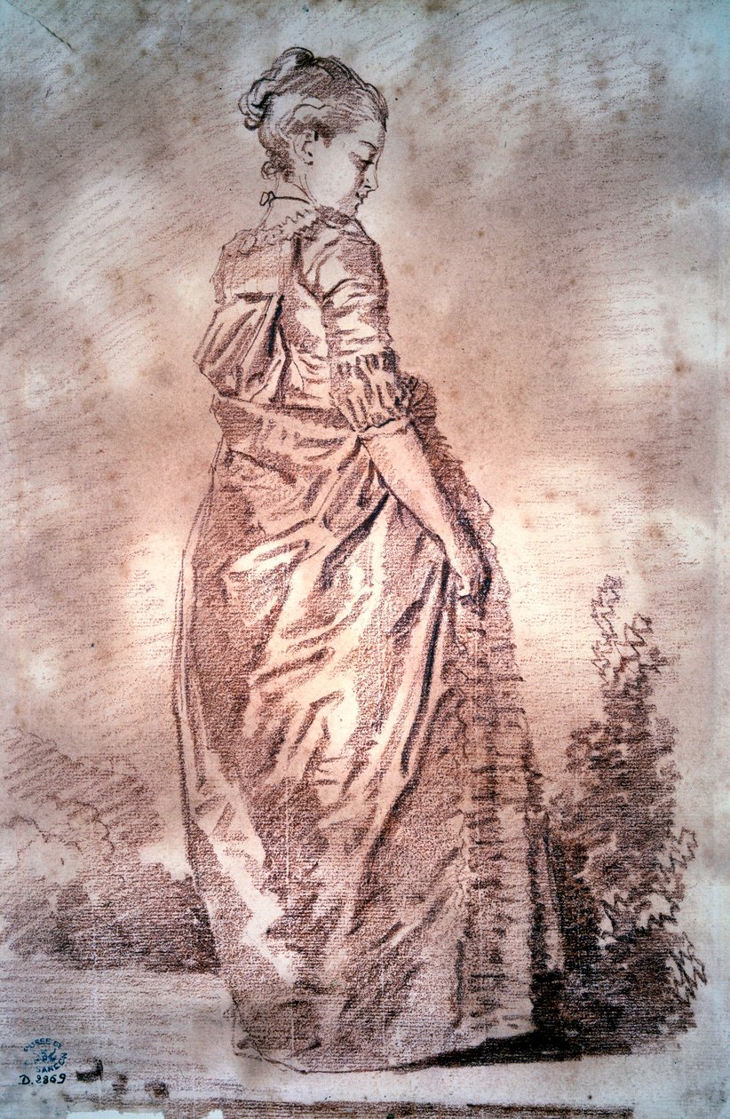 Young Woman Walking by Jean Honore Fragonard