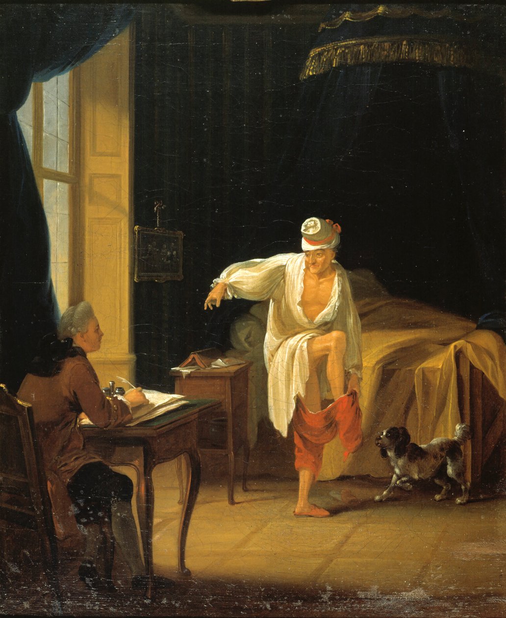 Voltaire getting up in Ferney by Jean Huber