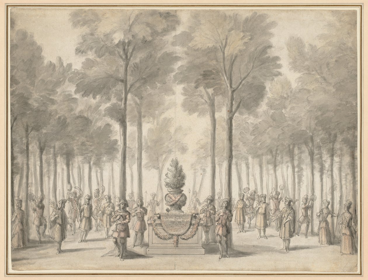Design for the Divertissement from "La Pastorale" (First Entrée of the opera-ballet "Les Muses" by Danchet and Campra") by Jean I Berain