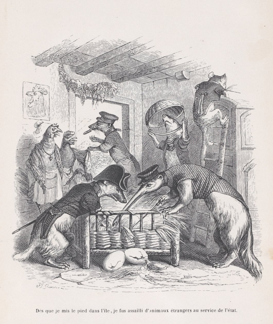 As soon as I set foot on the island... from Scenes from the Private and Public Life..., ca. 1837-47 by Jean Ignace Isidore Gérard