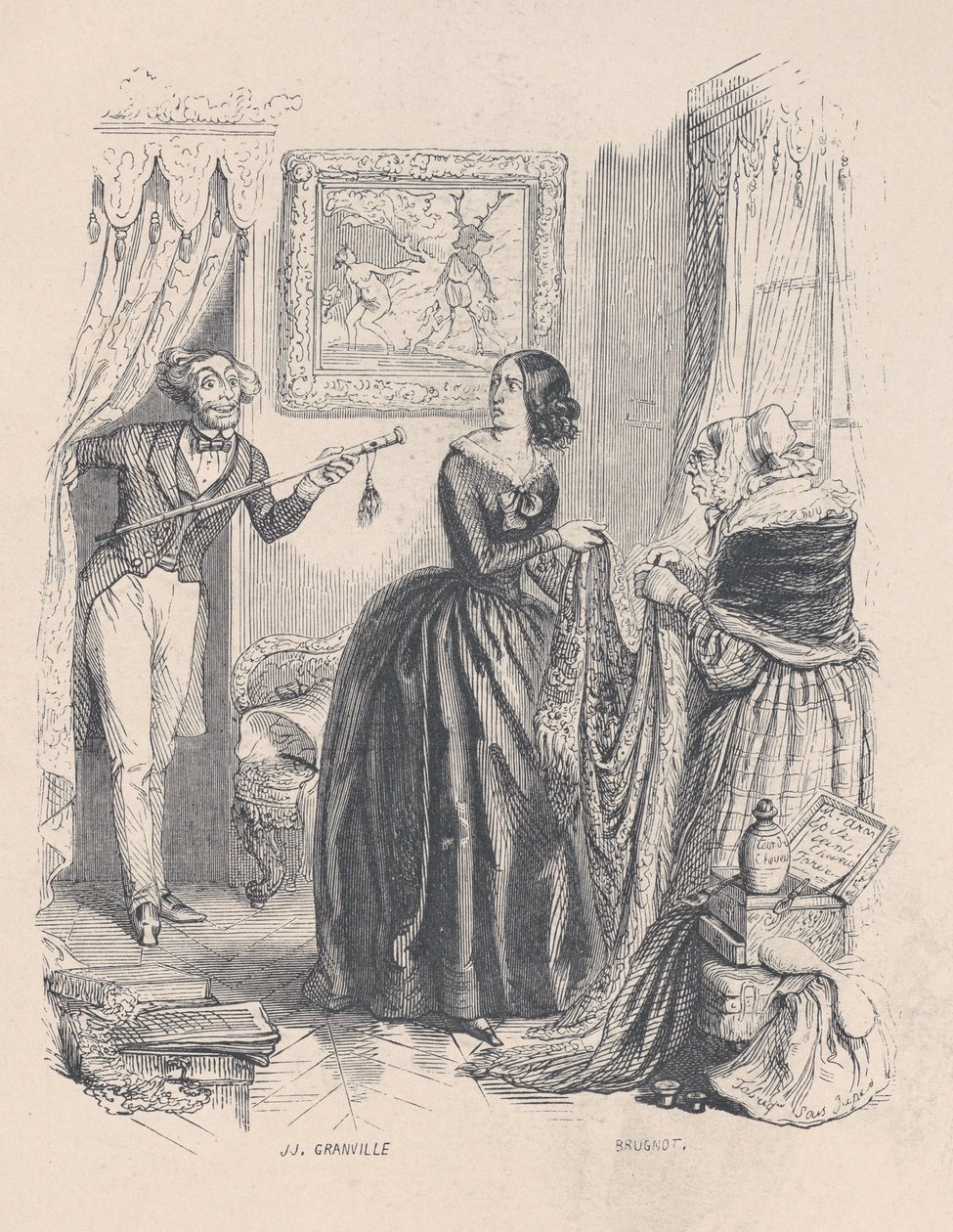 New Actaeon, I surprised Diana, not in her bath but with a dealer in the bathroom. from th... by Jean Ignace Isidore Gérard