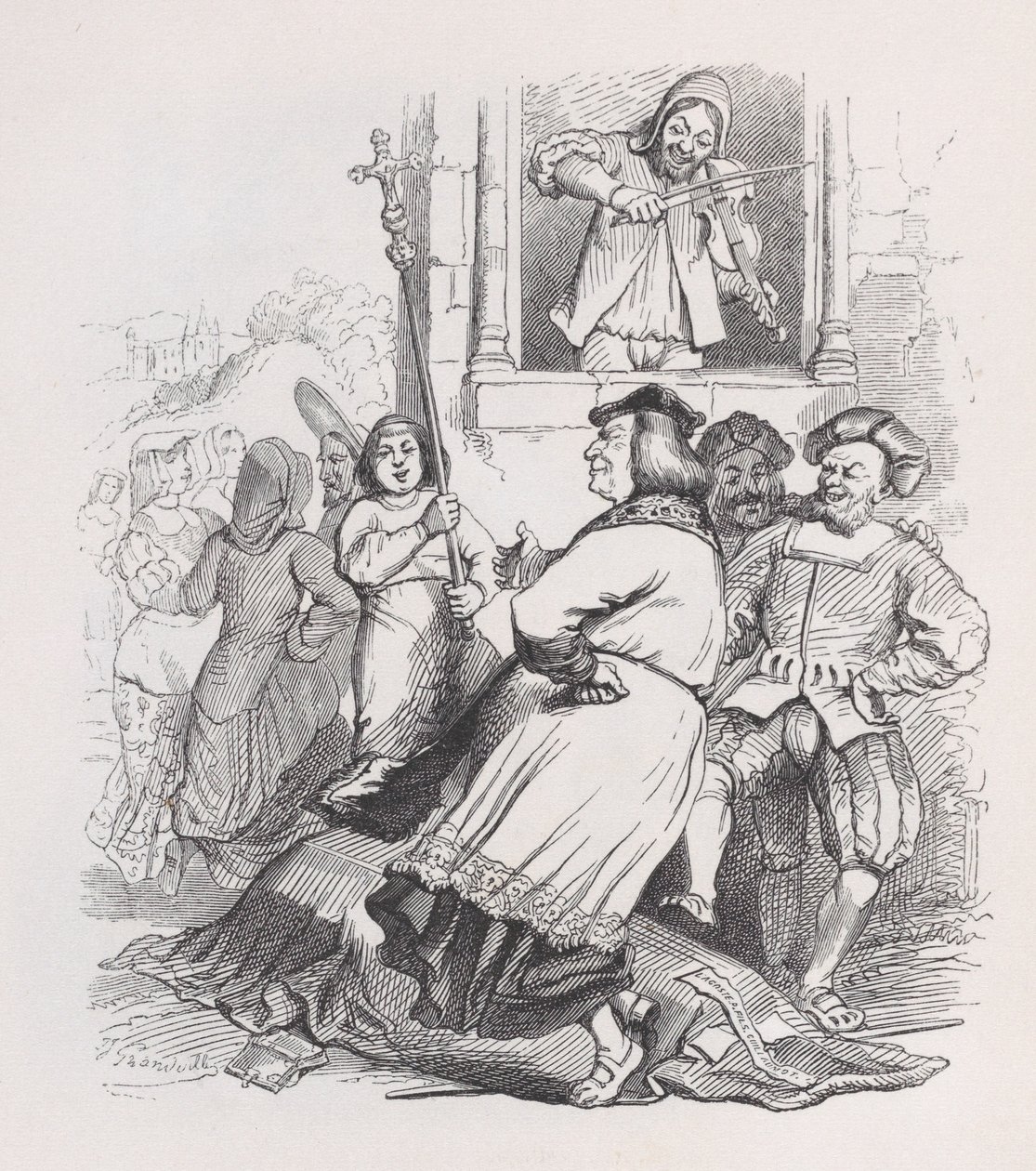 The Fiddler of Meudon from The Complete Works of Béranger, 1836 by Jean Ignace Isidore Gérard