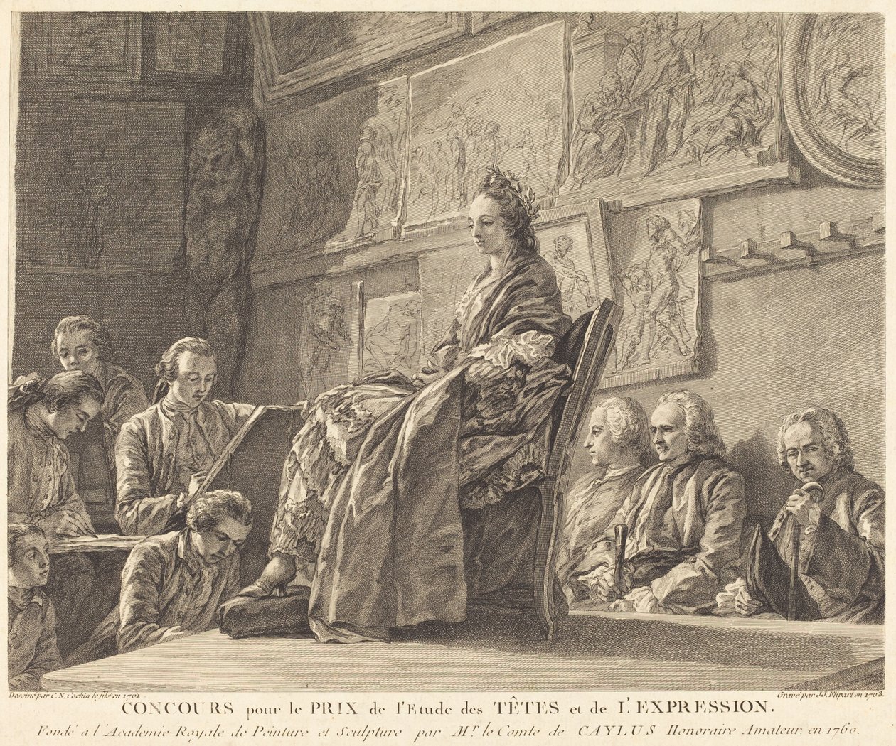 Contest for the Prize for the Study of Heads and Expression by Jean Jacques Flipart after Charles Nicolas Cochin II