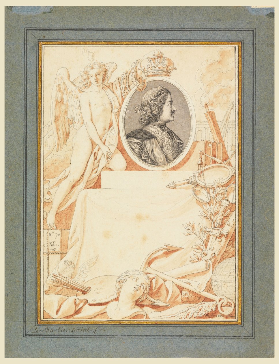 Frontispiece for a History of Peter the Great, ca. 1780 by Jean Jacques Francois Le Barbier