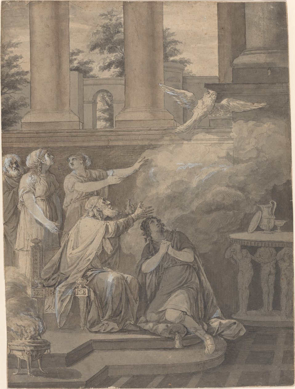 Pallas Athene in the Form of a Bird Leaving Nestor and Telemachus by Jean Jacques François Le Barbier I