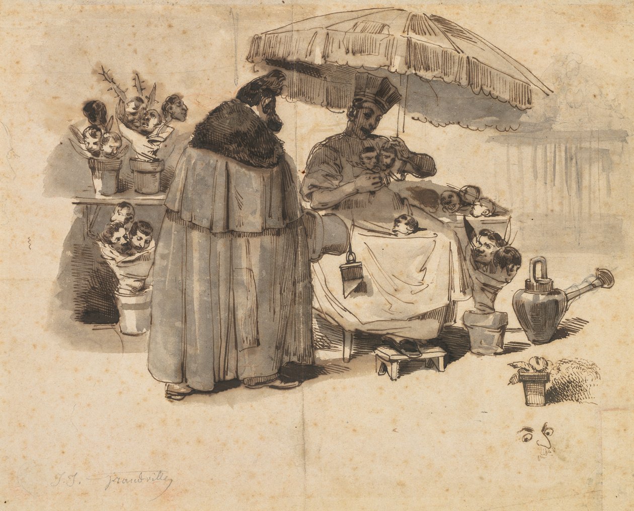 Study for "A Bouquet of Parsley" by Jean Jacques Grandville