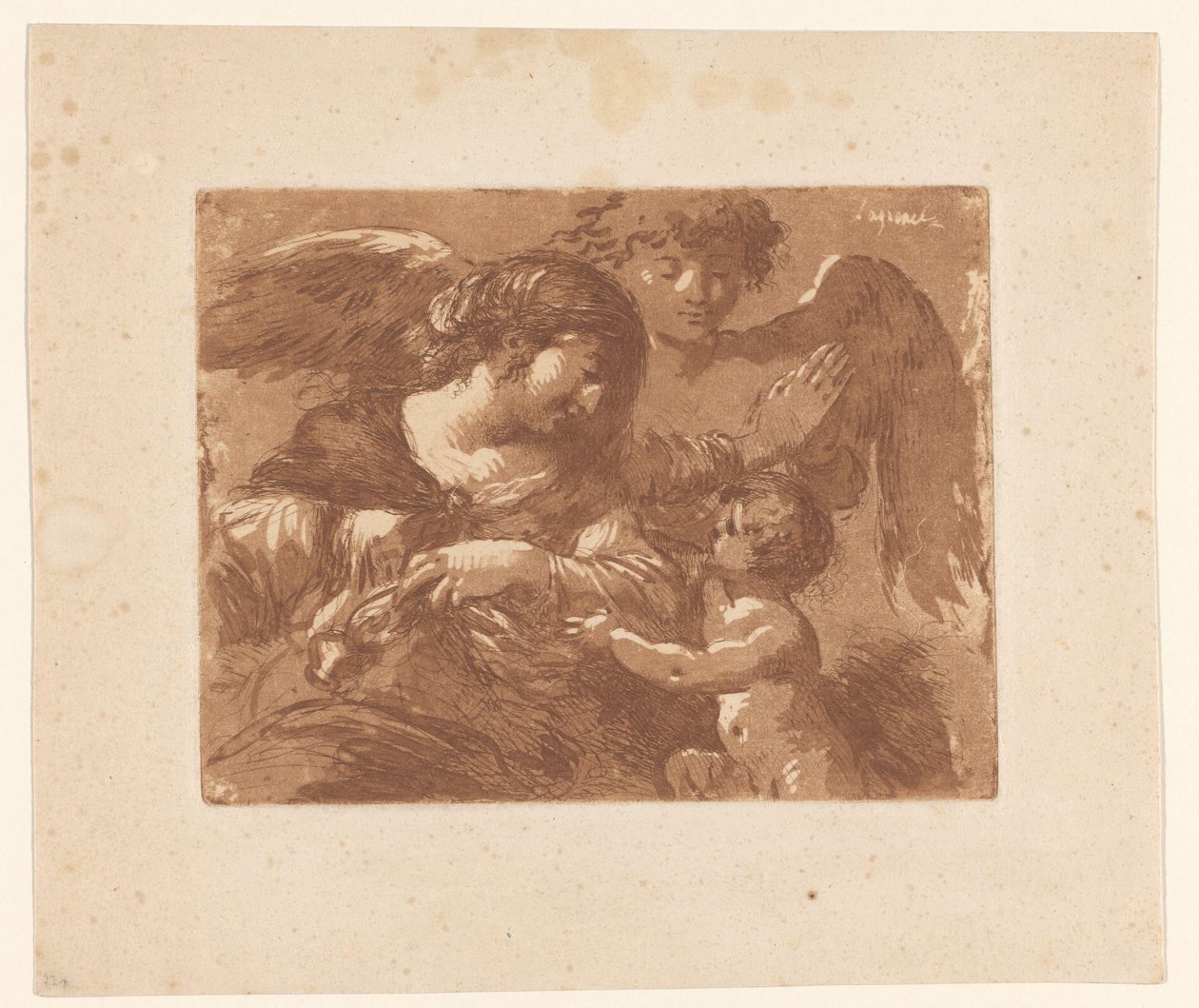 Mother with Child and a Guardian Angel by Jean Jacques II Lagrenee