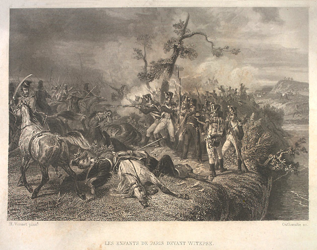 Battle between Russian Troops and French Cavalry near Ostrovno 25-26 July 1812 by Jean Jacques Outhwaite