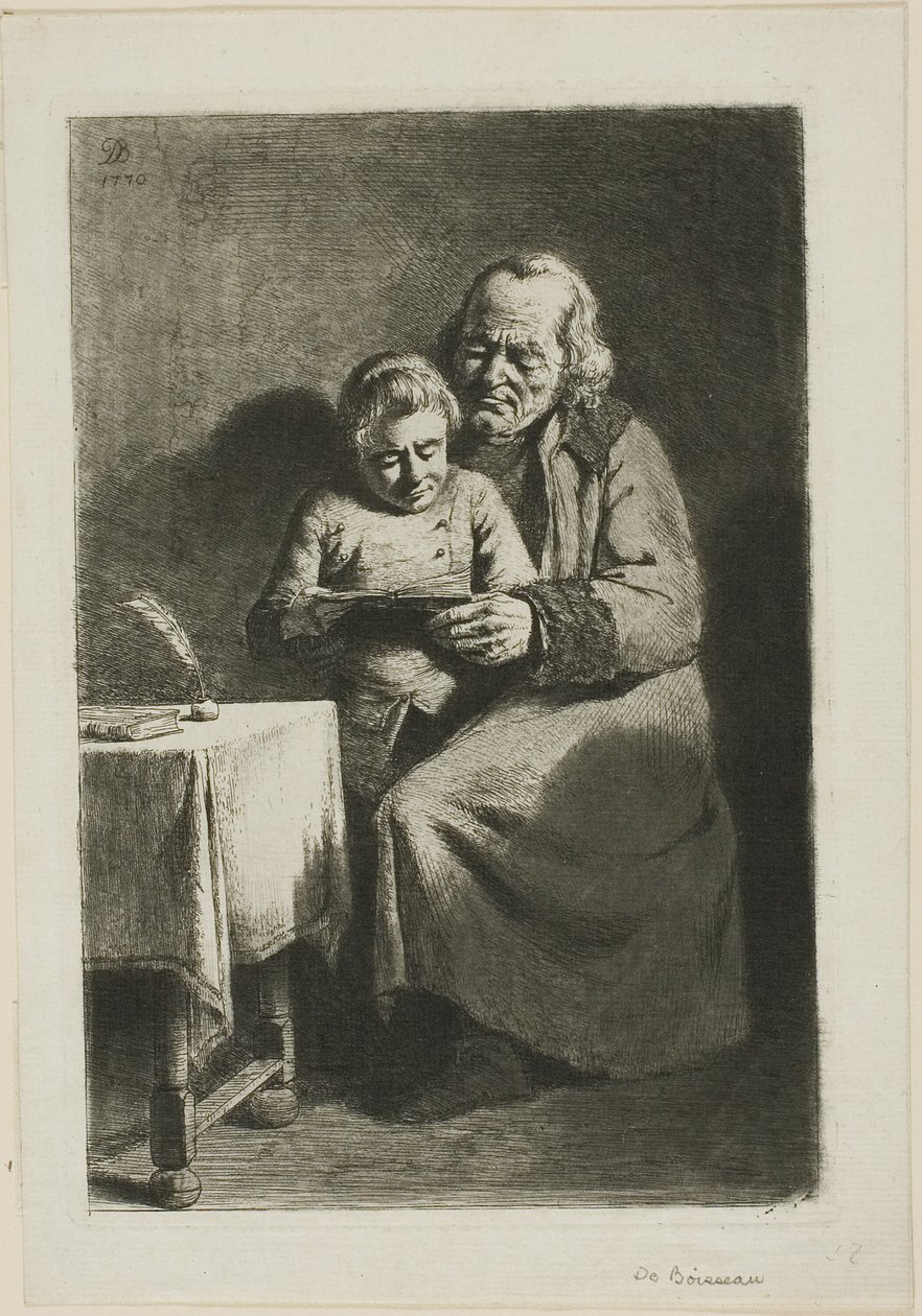 Old Man with a Boy Reading by Jean Jacques de Boissieu