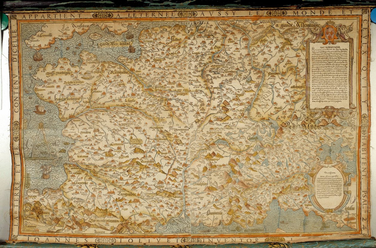 Geographic map of Gauls showing the borders with Germany and Italy. Realised by cartographer Jean Jolivet (16th century) by Jean Jolivet