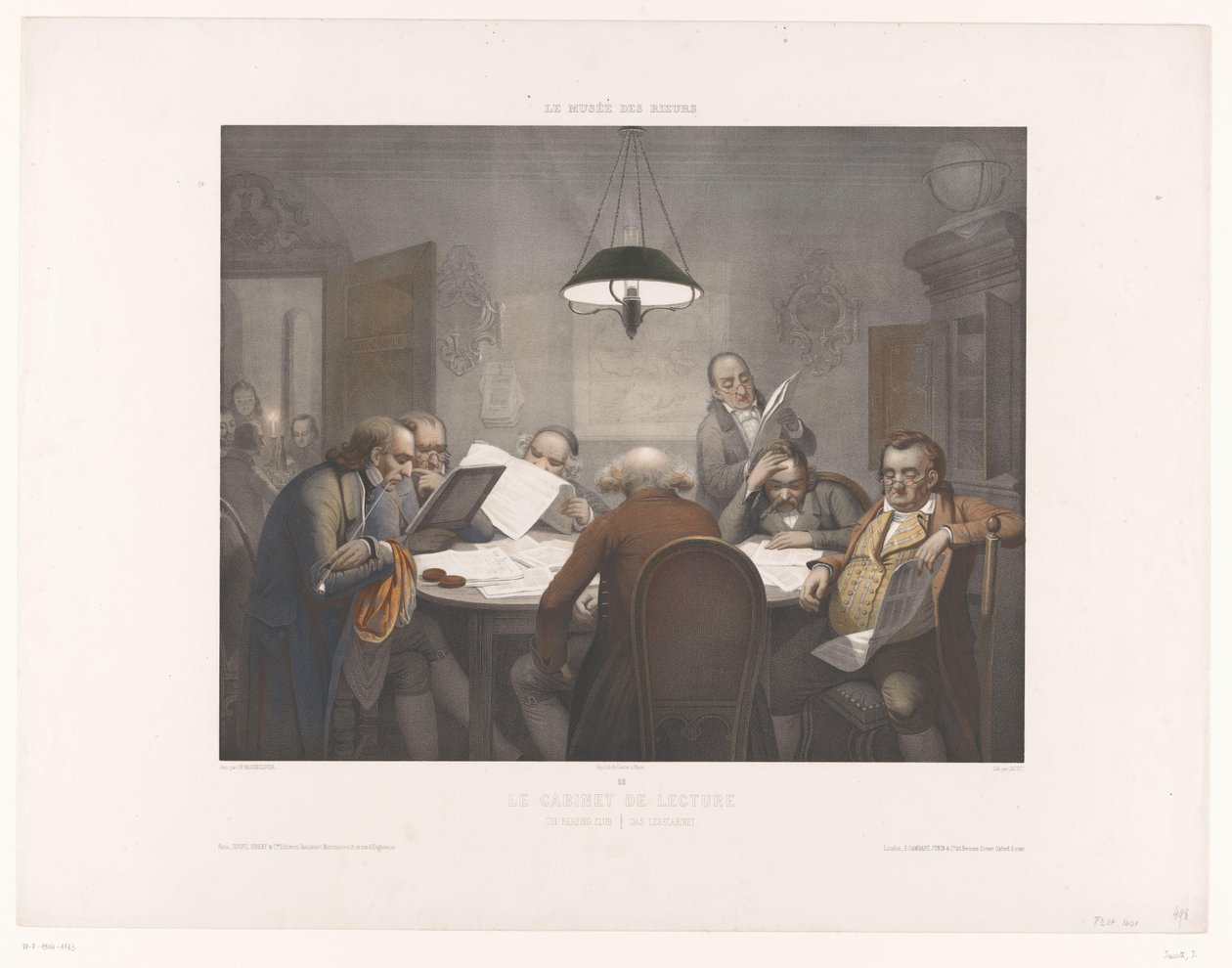 Reading Room with Men Reading at a Round Table by Jean Julien Jacott