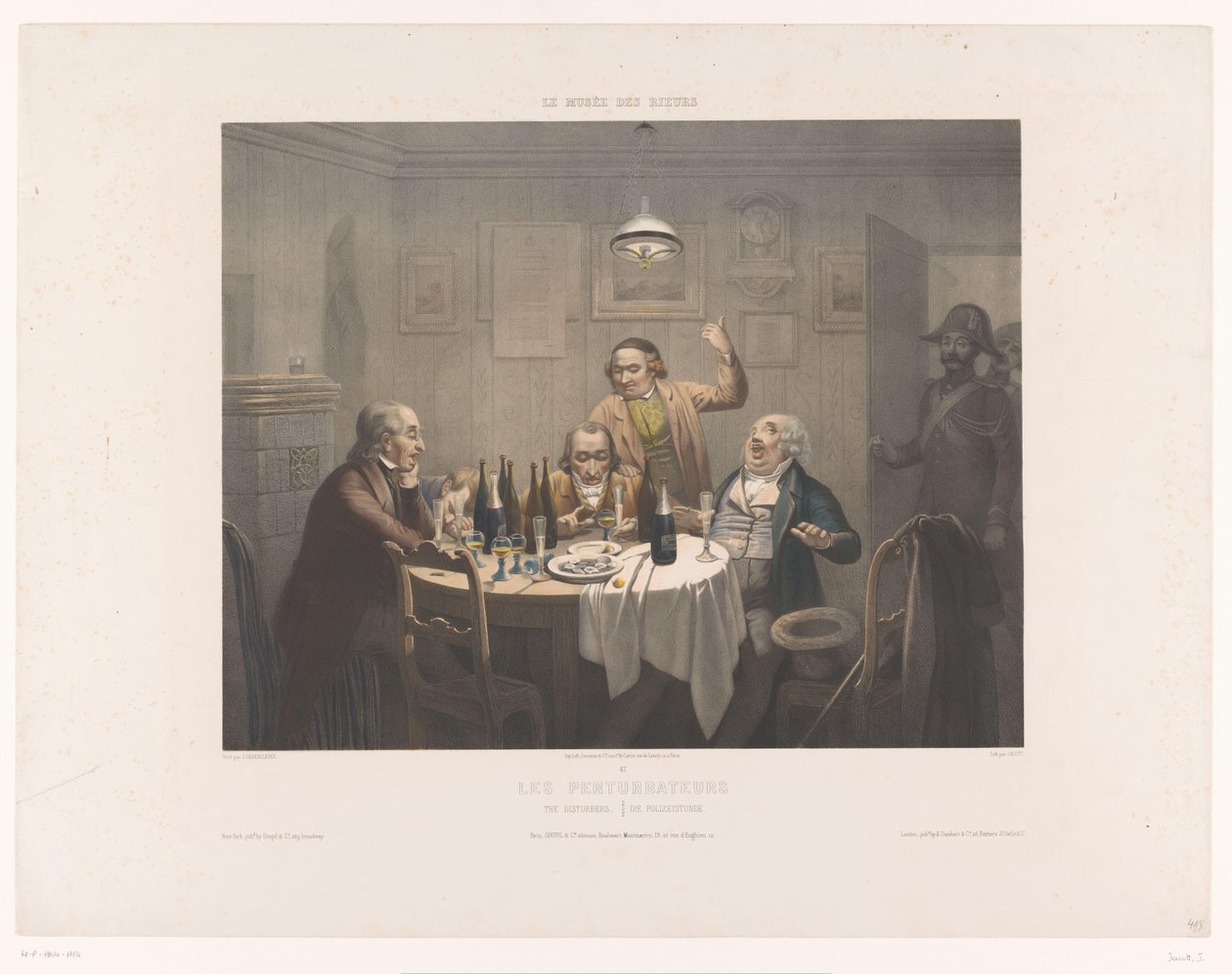 Police Interrupting a Group of Drinking Men (Museum of the Laughers series) by Jean Julien Jacott