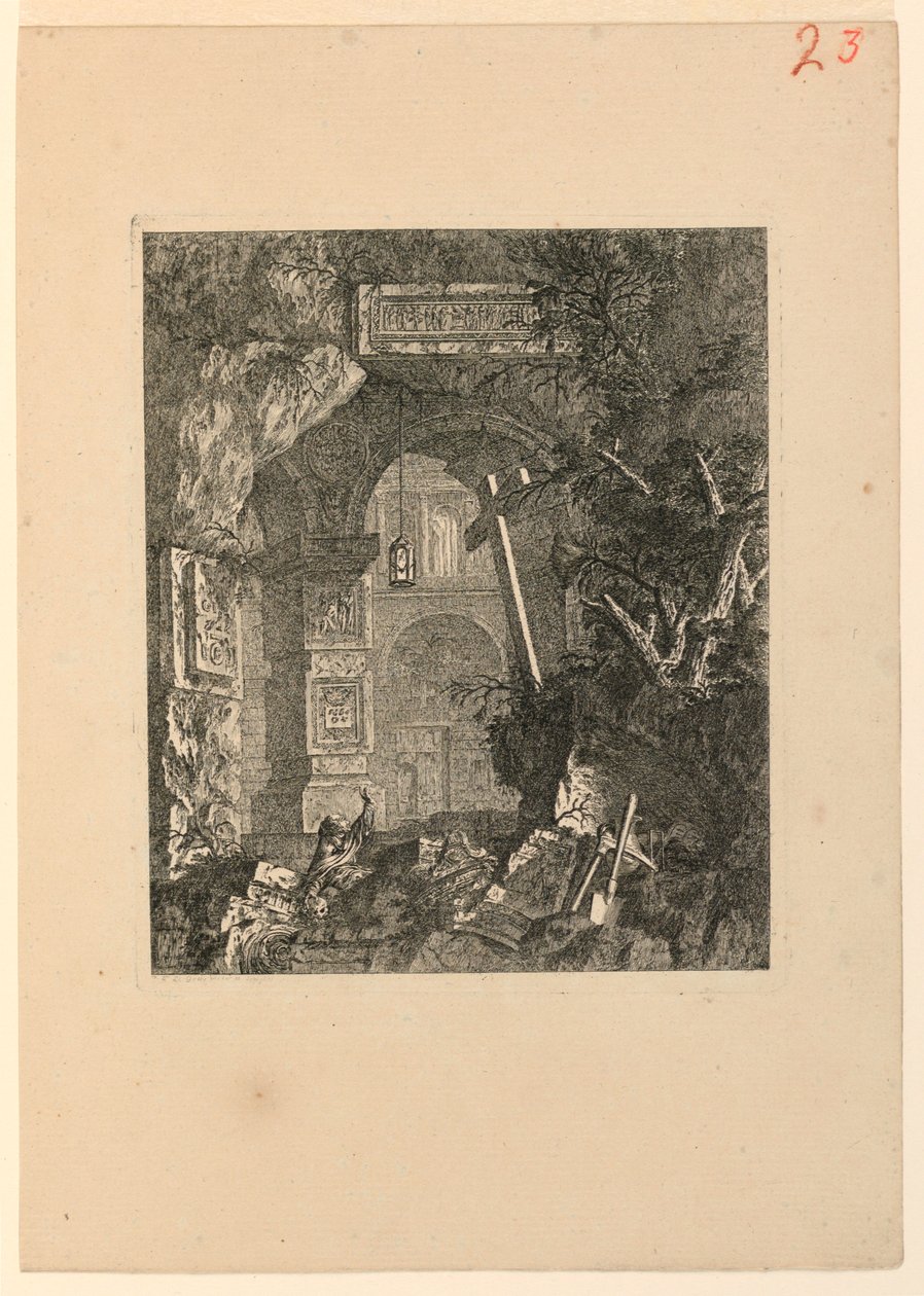 Saint-Francois (?) in a Landscape of Ruins by Jean Laurent Legeay