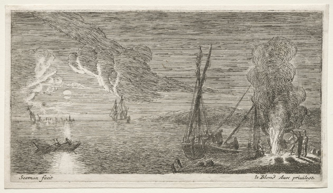 A Bonfire and Moonlight by Jean Le Blond