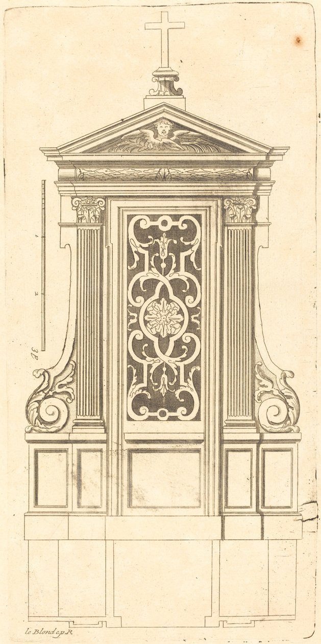 Plan and Elevation of the Most Beautiful Confessionals of Paris, Very Faithfully Measured by Jean Le Blond