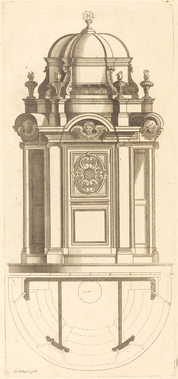 Plan and Elevation of the Most Beautiful Confessionals of Paris, Very Faithfully Measured by Jean Le Blond