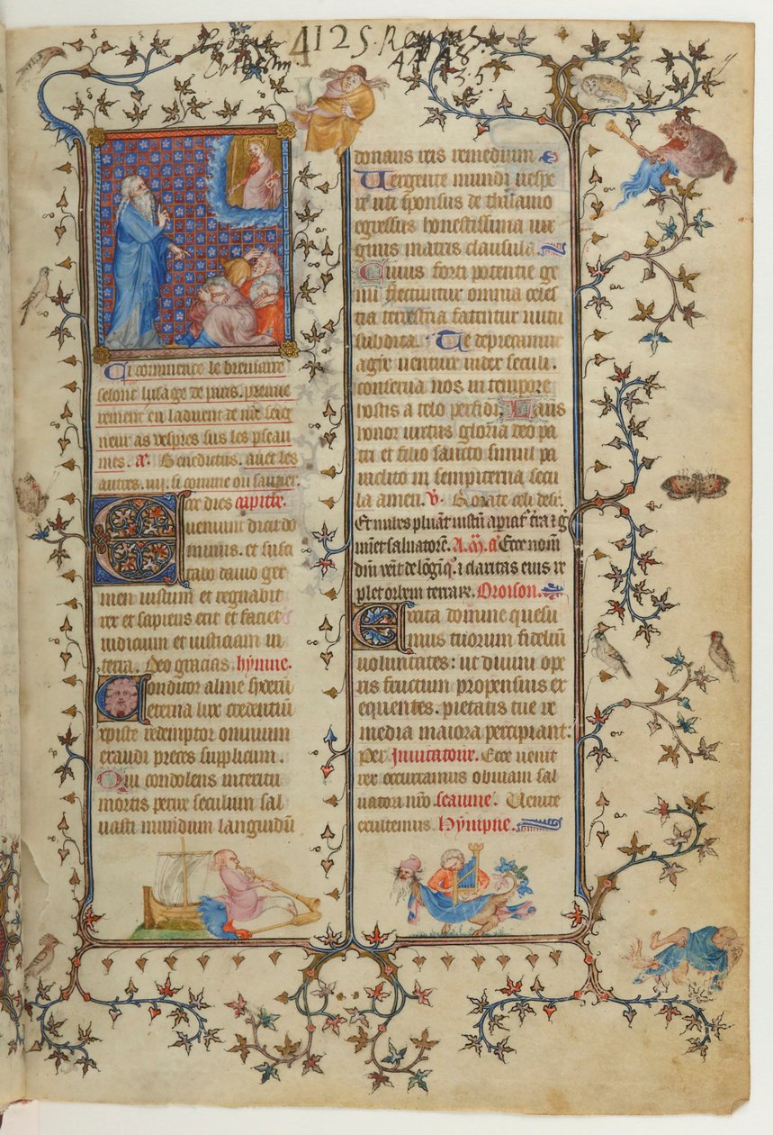 Page from the Breviary of Charles V: Isaiah Announcing the Coming of the Messiah, with the Appearance of the Virgin by Jean Le Noir