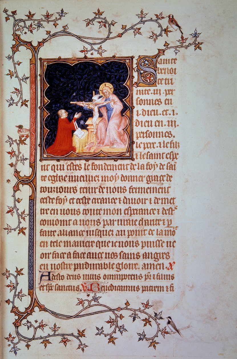 Duke John I of Berry before the Holy Trinity by Jean Le and workshop (attr. to) Noir