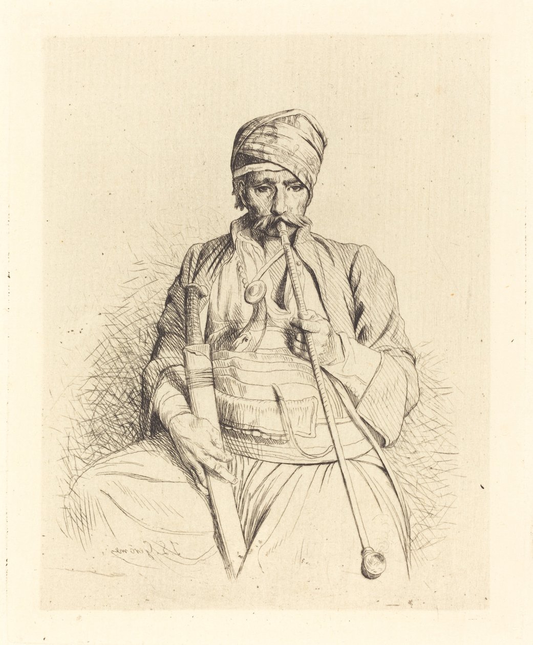 Seated Arab with Pipe by Jean Leon Gerome