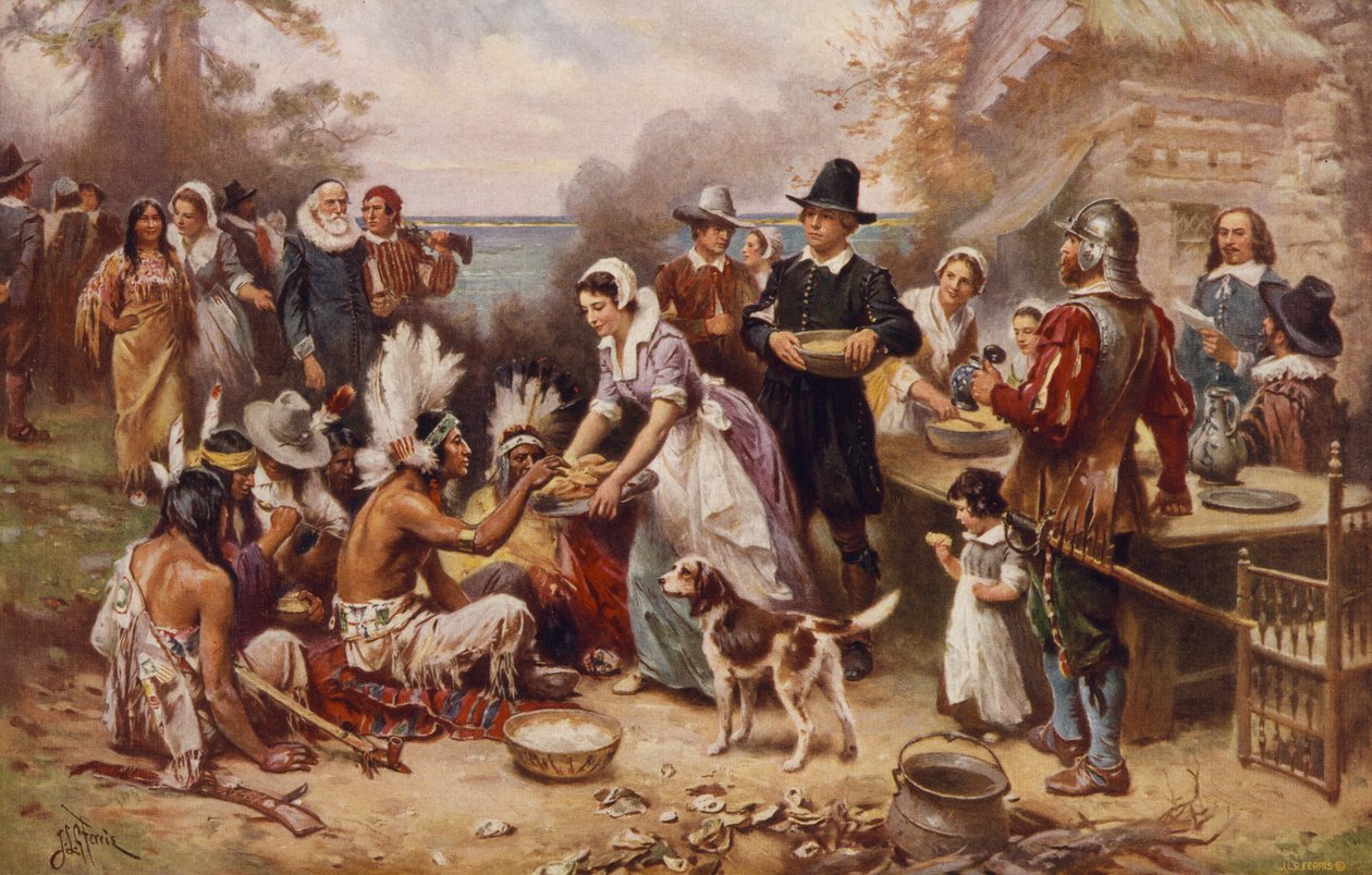 The First Thanksgiving 1621 by Jean Leon Gerome Ferris