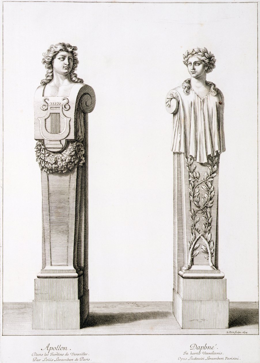 Busts of Apollo and Daphne by Louis Lerambert at Versailles by Jean Lepautre