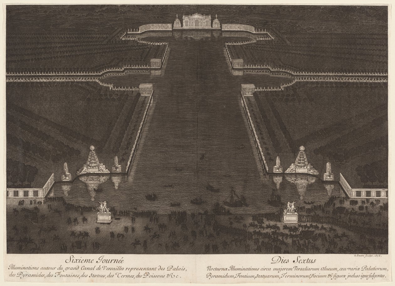 Illuminations around the Grand Canal of Versailles by Jean Lepautre
