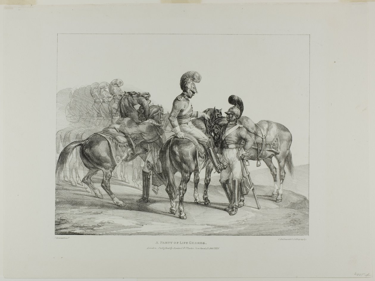 A Party of Life Guards, plate 5 from Various Subjects Drawn from Life and on Stone (The English Suite) by Jean Louis André Théodore Géricault