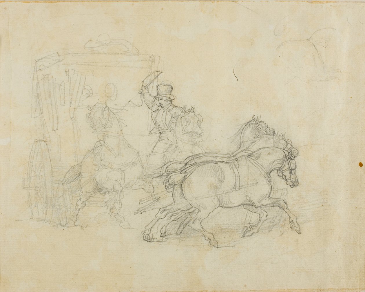 A Stagecoach Drawn by Five Horses by Jean Louis André Théodore Géricault