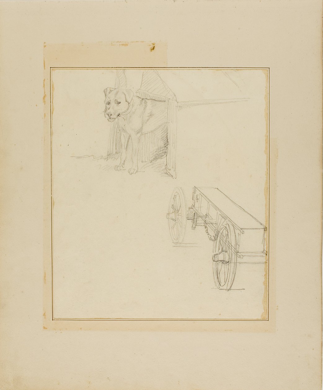 Dog Standing in Dog House and Study of a Munitions Cart by Jean Louis André Théodore Géricault
