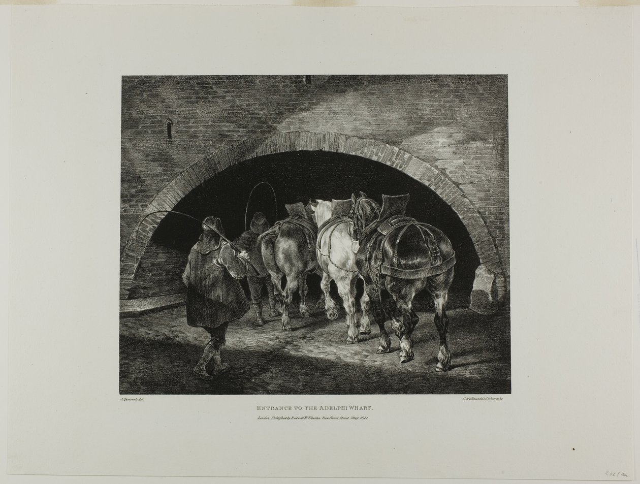 Entrance to the Adelphi Wharf, plate 11 from Various Subjects Drawn from Life and on Stone (The English Suite) by Jean Louis André Théodore Géricault