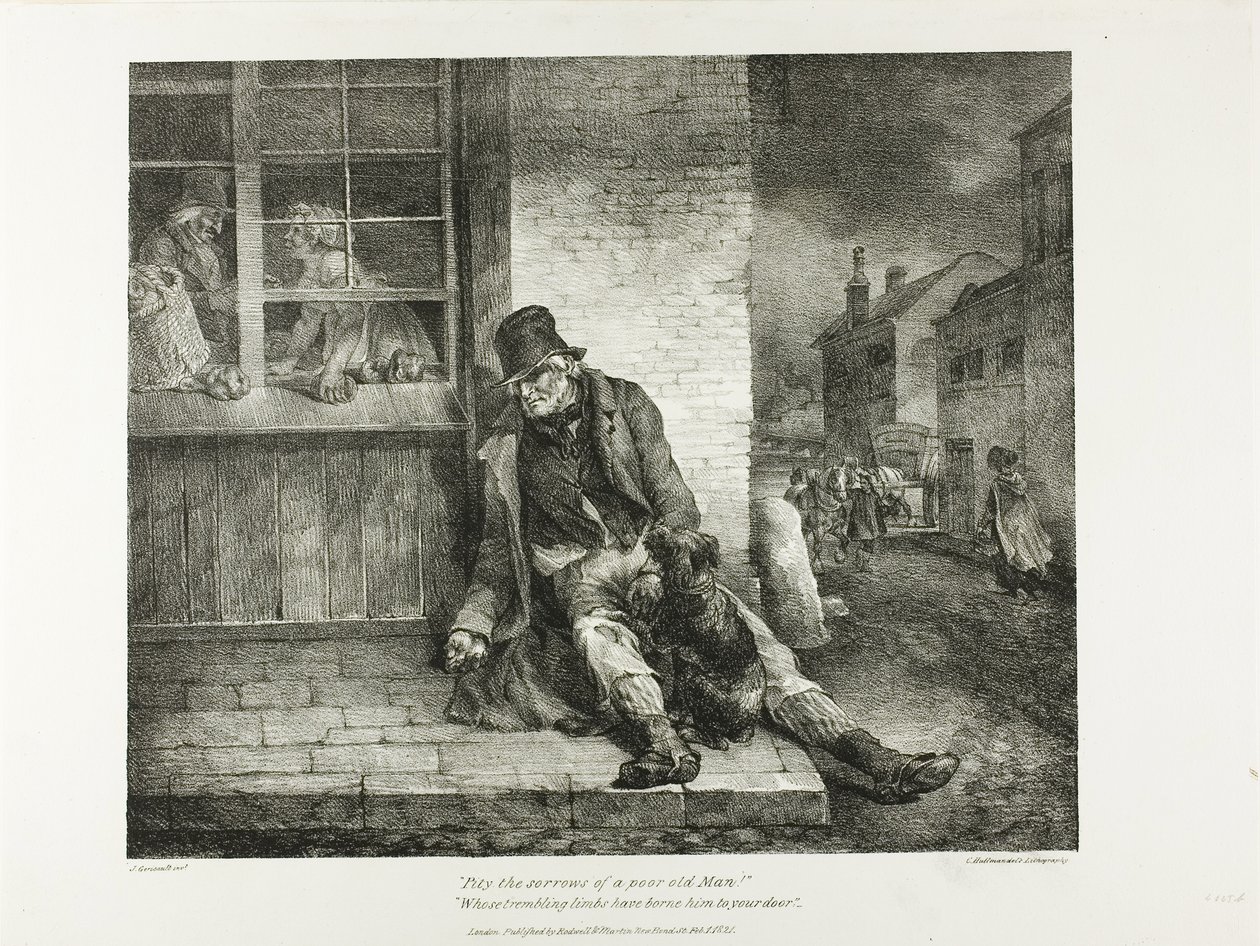 Pity the Sorrows of a Poor Old Man!... plate 2 from Various Subjects Drawn from Life and on Stone (The English Suite) by Jean Louis André Théodore Géricault