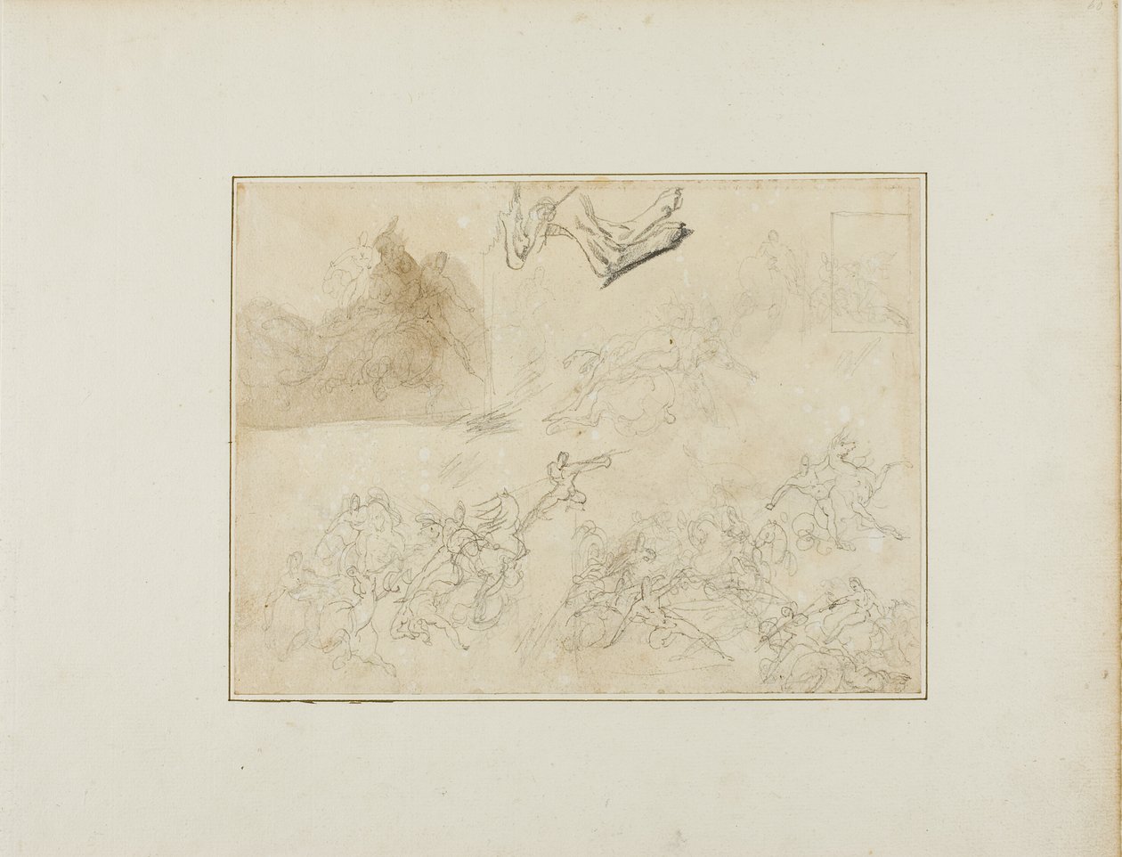 Sketches for a Cavalry Battle; the Hind Legs of a Dog by Jean Louis André Théodore Géricault
