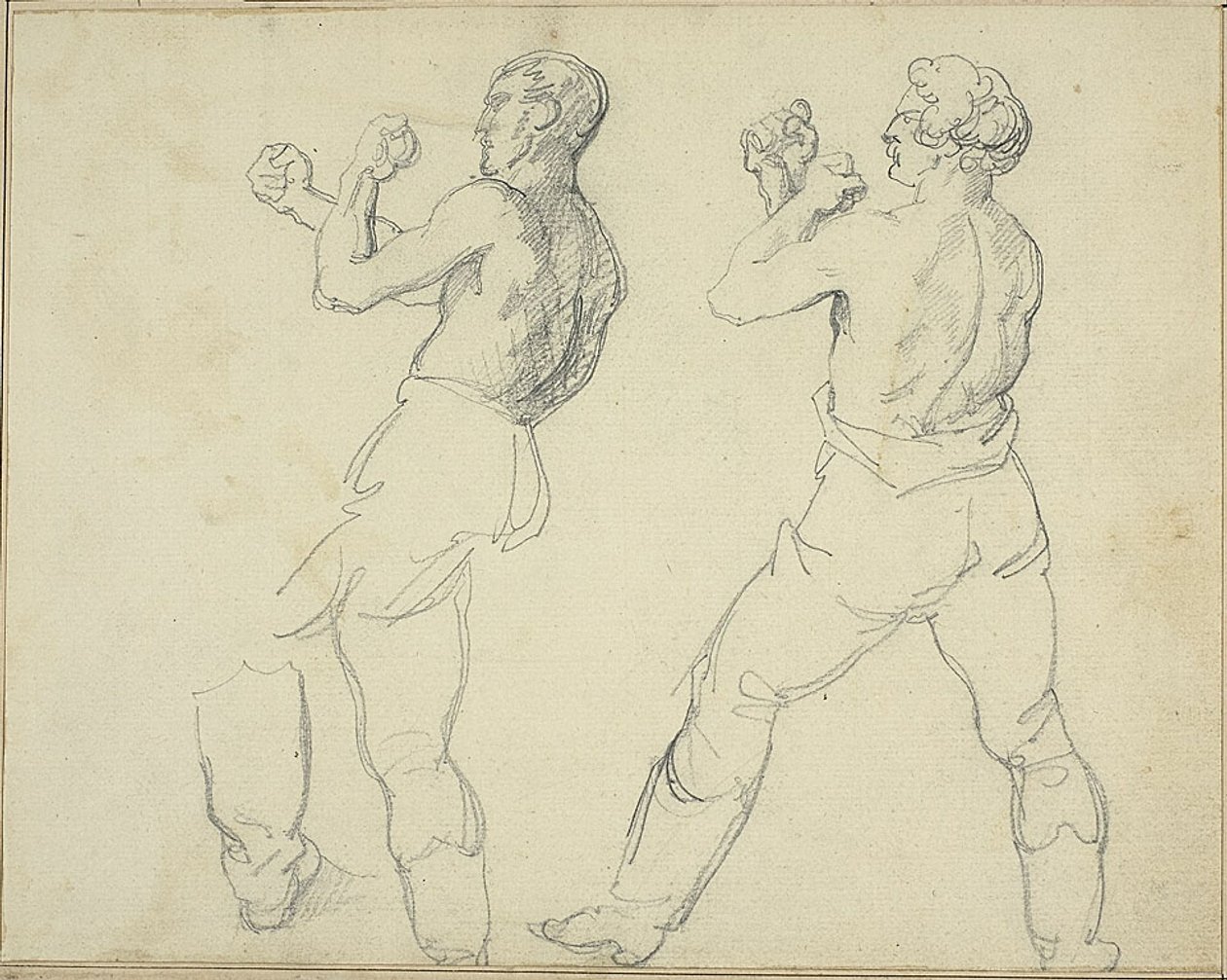 Two Boxers Facing Left by Jean Louis André Théodore Géricault