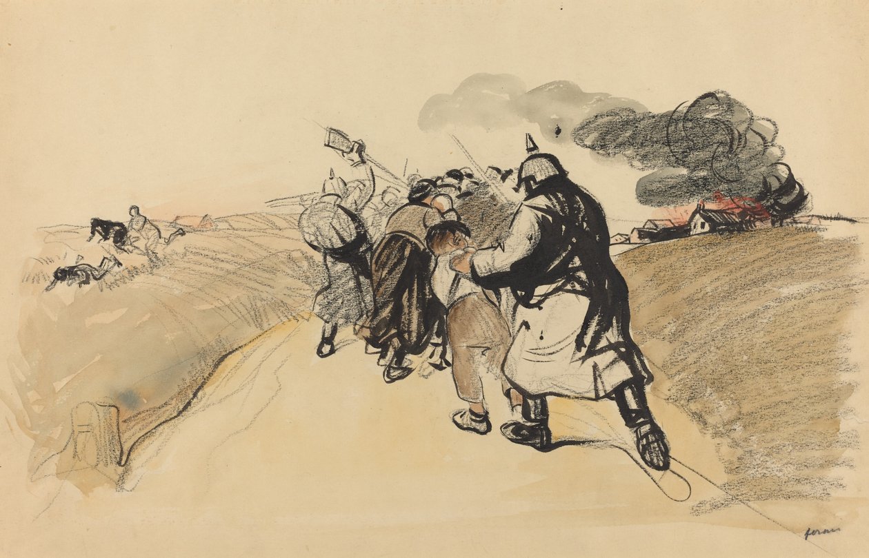 German Raid on a Village by Jean-Louis Forain