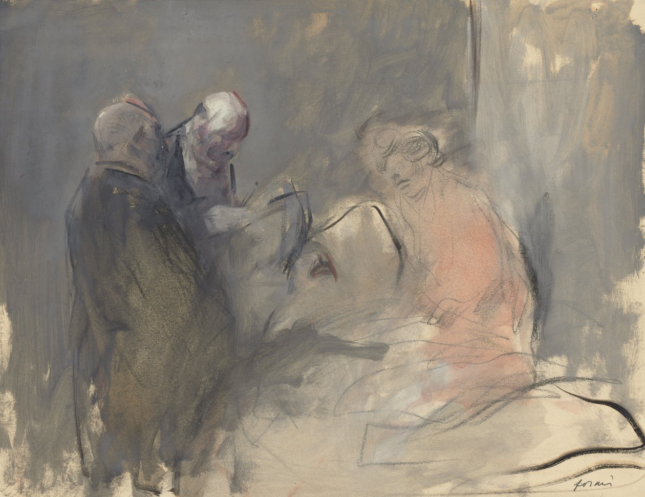 In the Hospital (recto) Sketch for In the Hospital (verso) by Jean Louis Forain