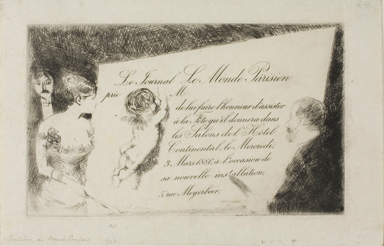 Invitation from the newspaper "Le Monde Parisien" by Jean Louis Forain