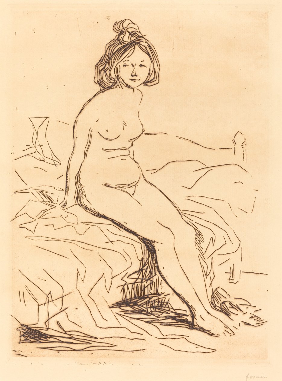 Nude Woman, Seated on Her Bed, Front View by Jean Louis Forain