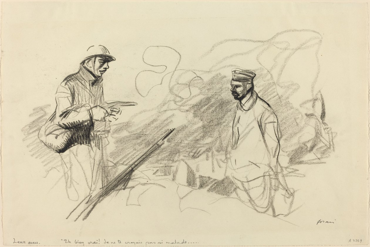 Poilu Acknowledging German Soldier, probably 1918 by Jean Louis Forain