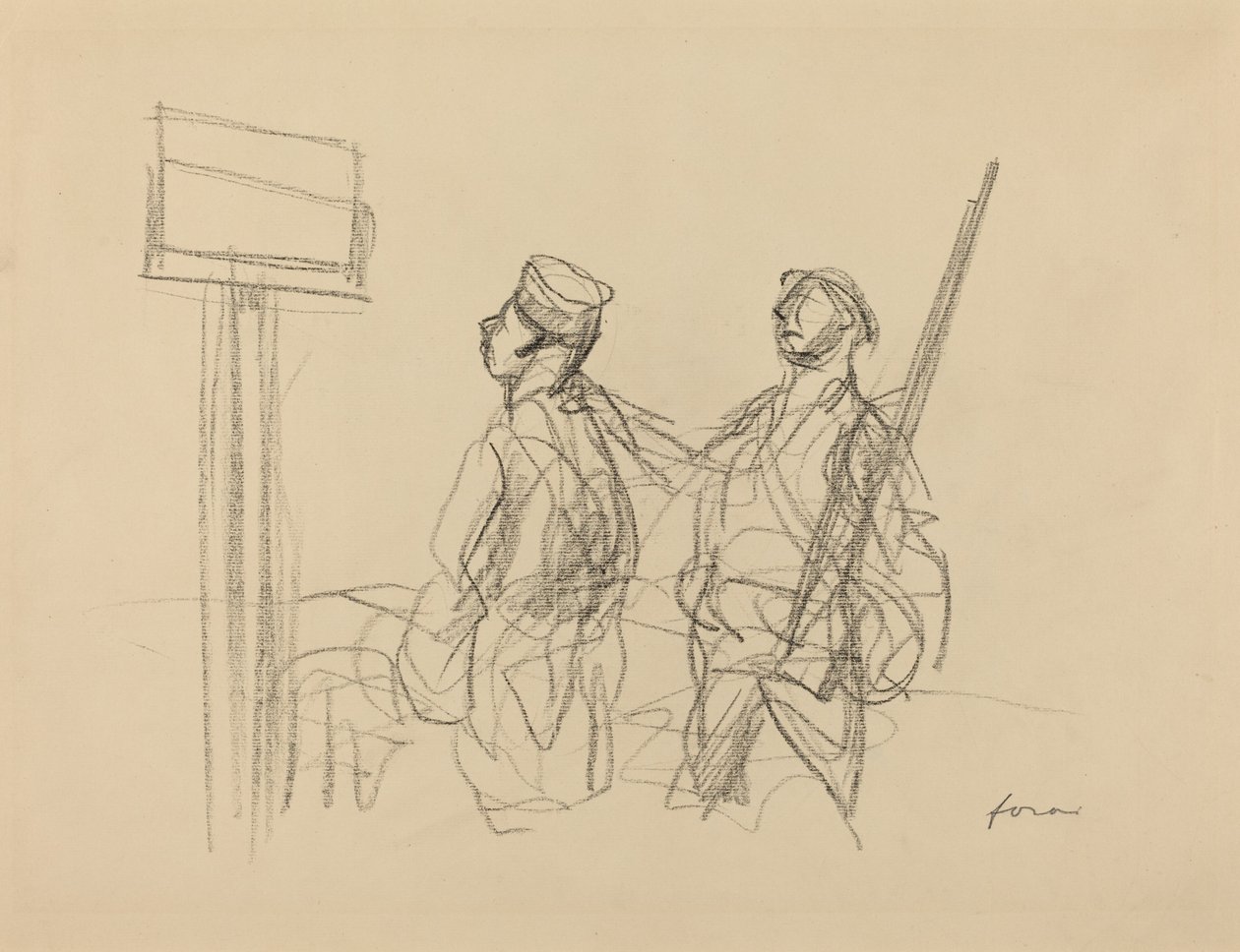 Two Soldiers Looking at a Placard by Jean Louis Forain