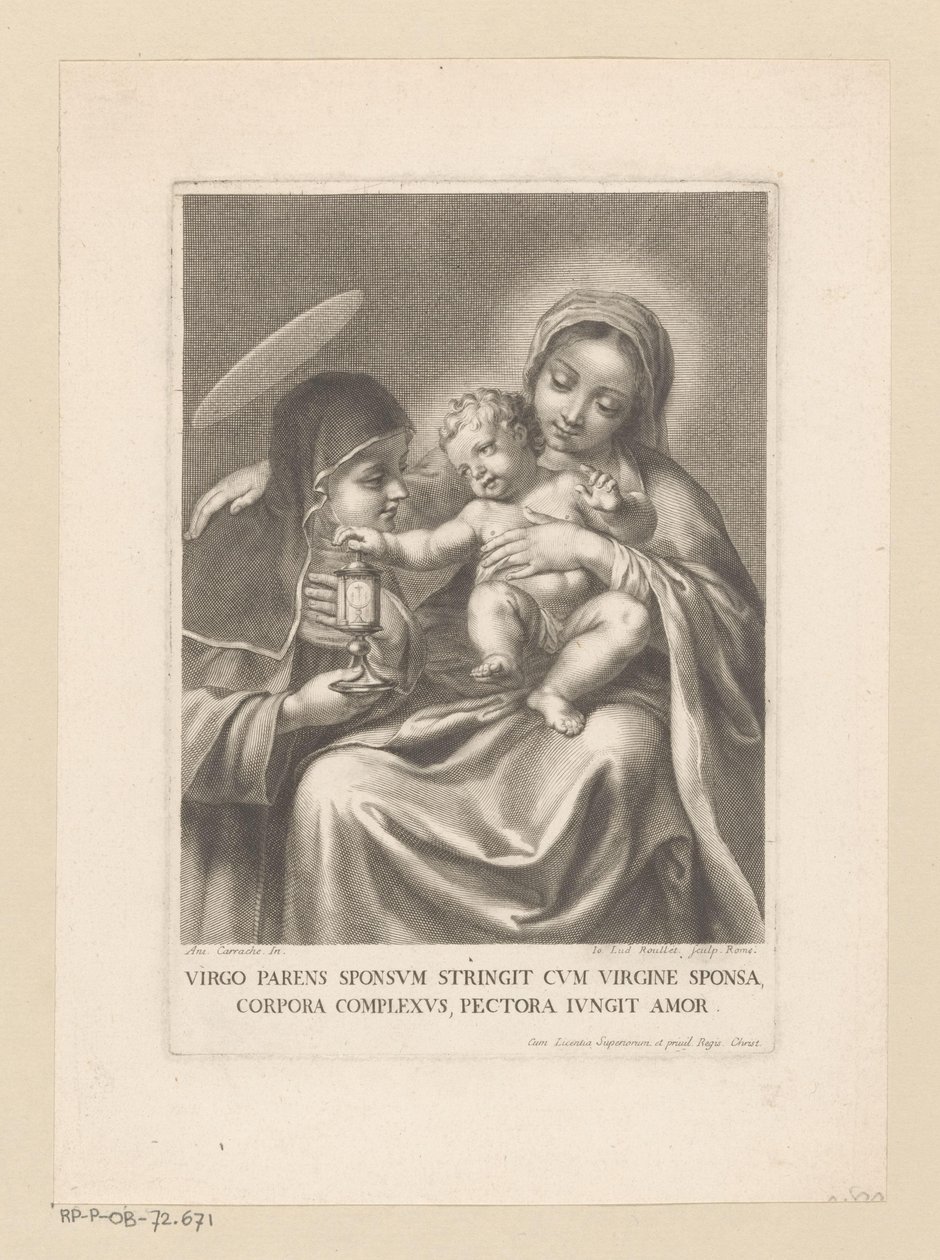 Mary with Child and Female Saint with Relic Holder by Jean Louis Roullet
