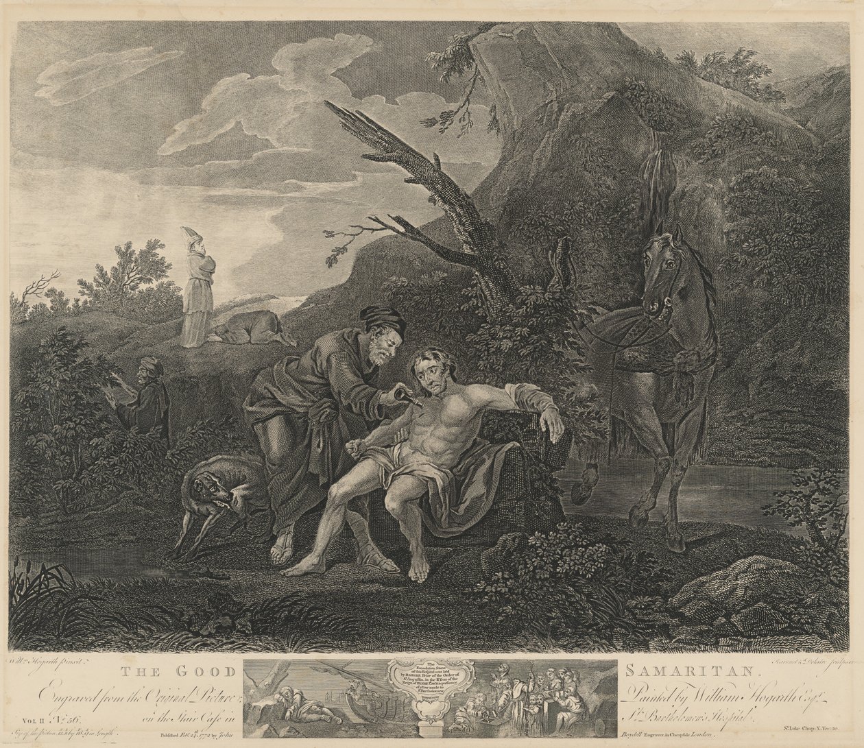 The Good Samaritan by Jean Marie Delatre and Simon Francois Ravenet I after William Hogarth