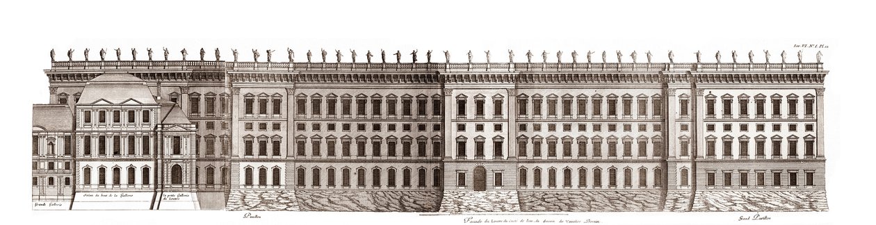 The Louvre in Paris, Project of Gian Lorenzo Bernini: Elevation of the Main Facade Facing the Seine - From 
