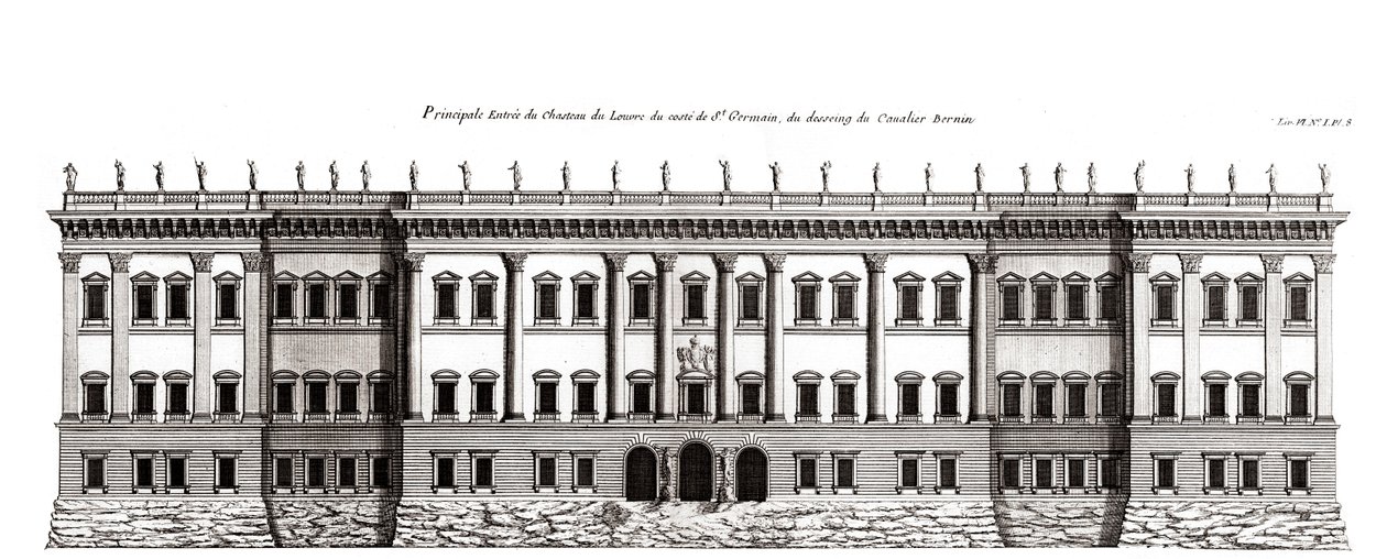 The Louvre in Paris, Project of Gian Lorenzo Bernini: Elevation of the Main Facade Facing Saint-Germain l