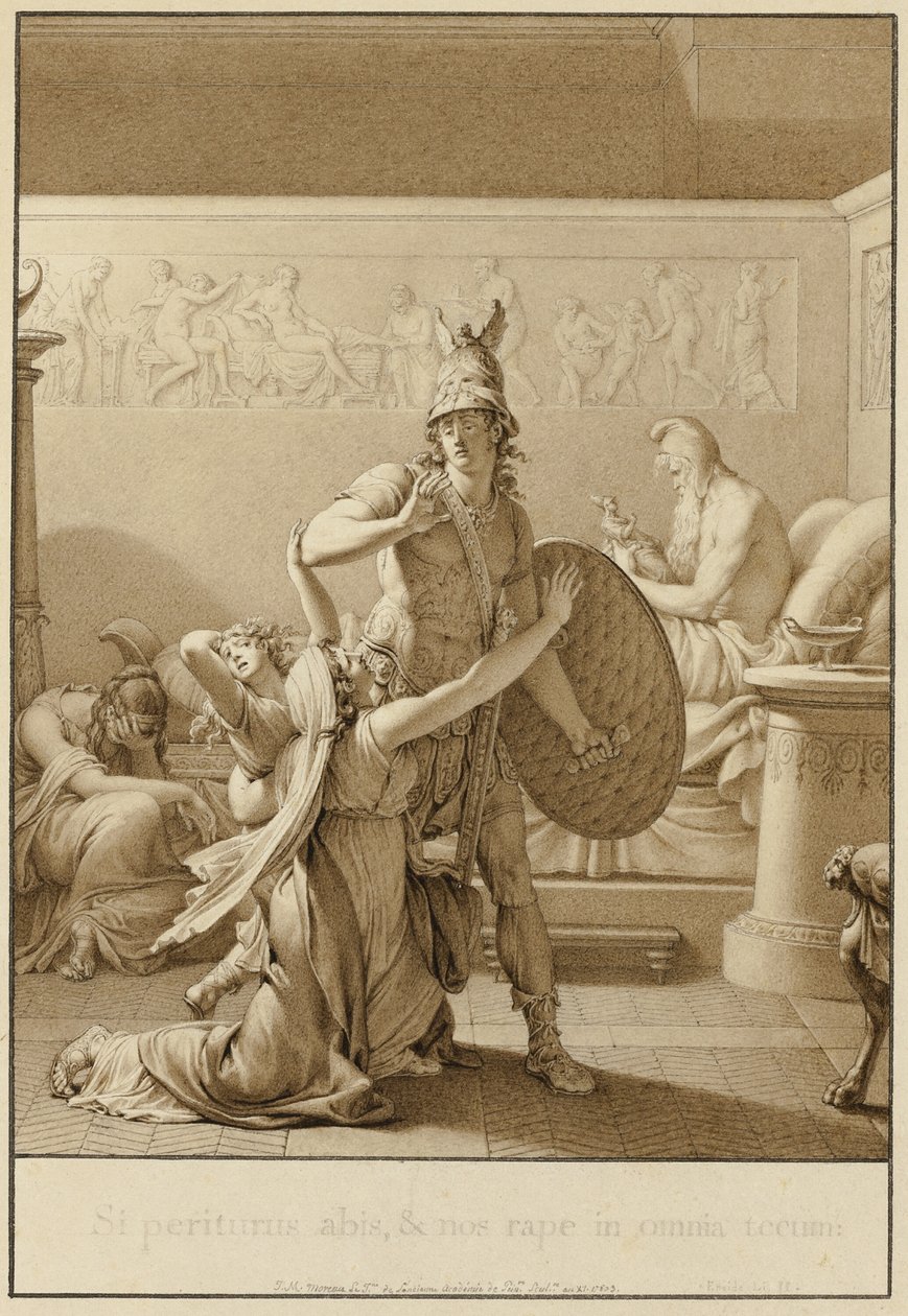 Creusa Pleads with Aeneas as He Leaves for War by Jean Michel Moreau