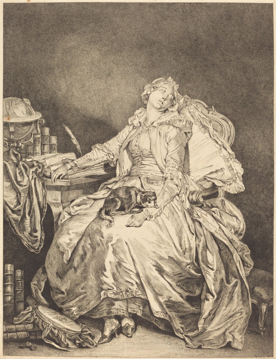 Sleeping Philosophy by Jean Michel Moreau after Jean Baptiste Greuze