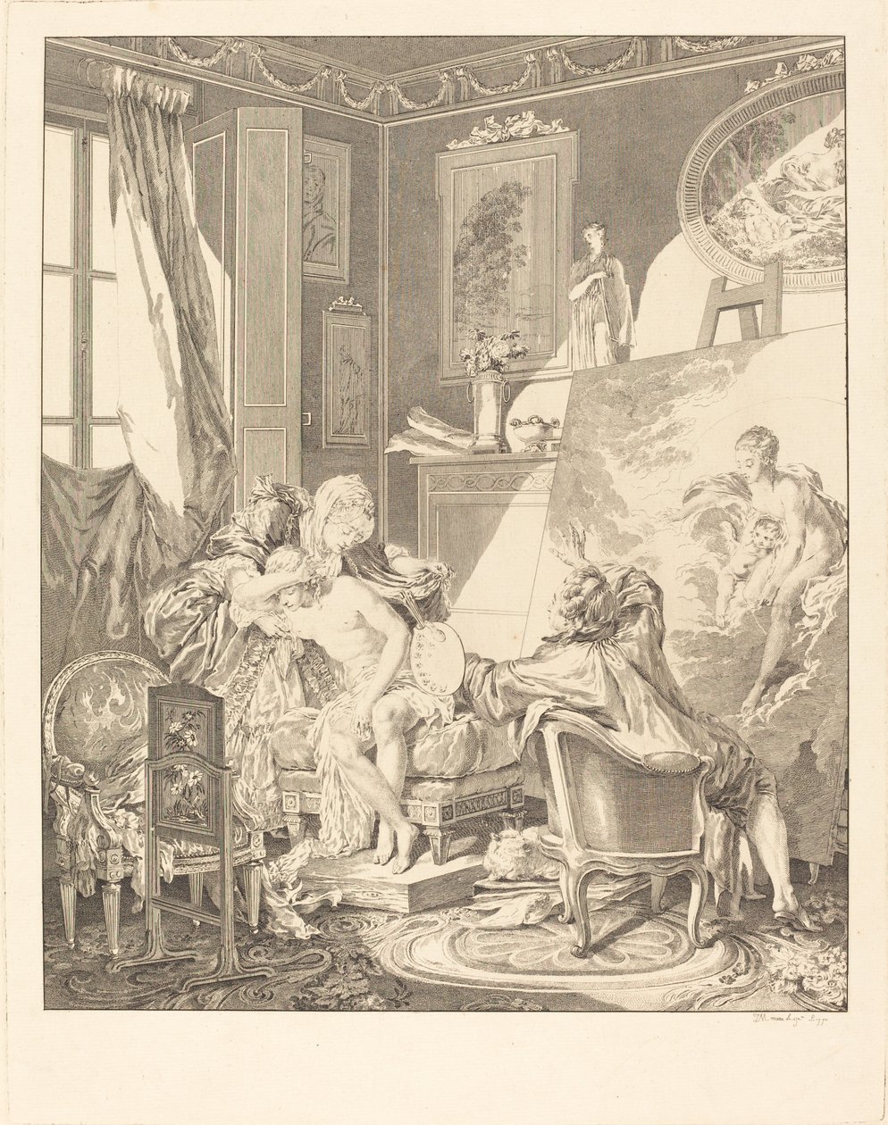 The Honest Model by Jean Michel Moreau after Pierre Antoine Baudouin